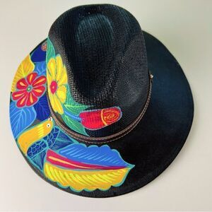 Hat Sombrero Mexican Artesanal Hand Painted
Straw Black Green Yellow M NEW